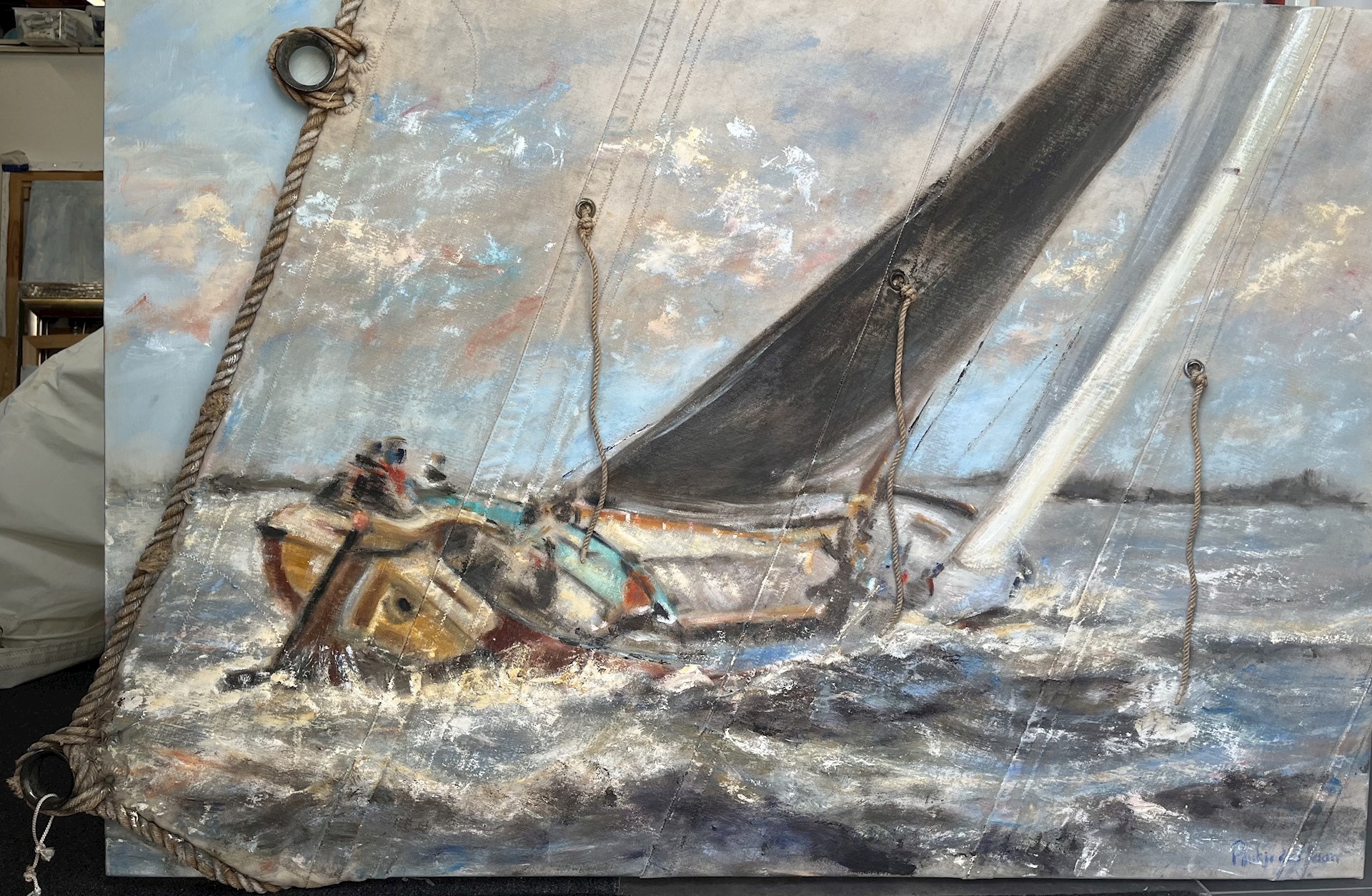 Skûtsje met reefdraden